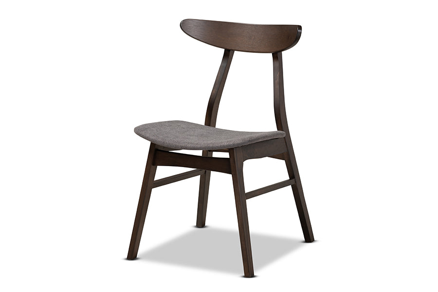 Britte Mid-Century Modern Dark Grey Fabric Upholstered Dark Oak Brown Finished 4-Piece Wood Dining Chair Set Set