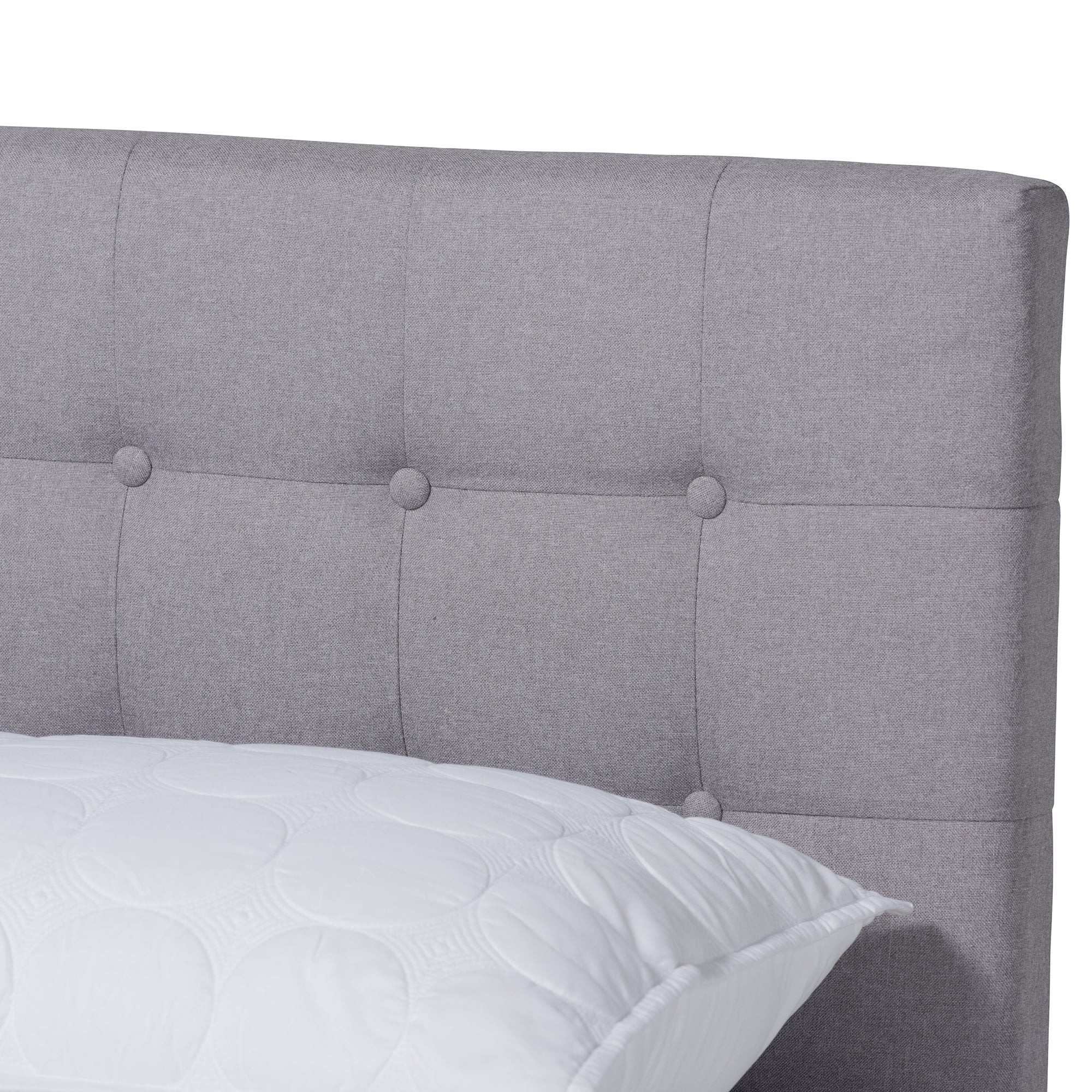 Devan Mid-Century Light Grey Walnut Brown Finished Queen Size Bed