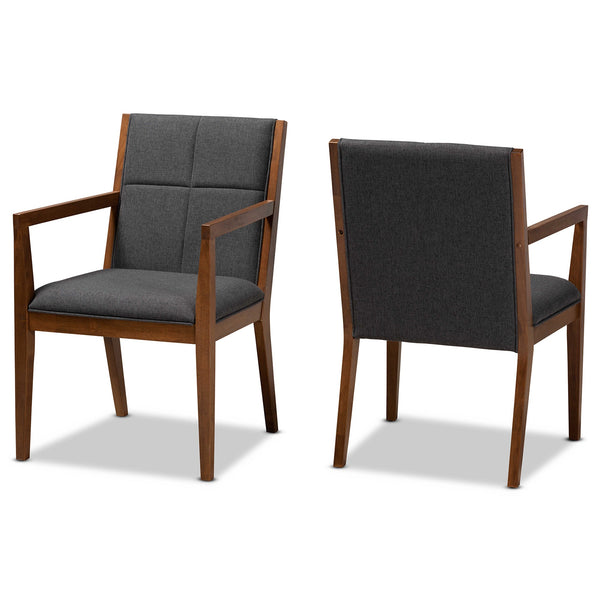 Theresa Dark Grey and Walnut Effect 2-Piece Chair Set