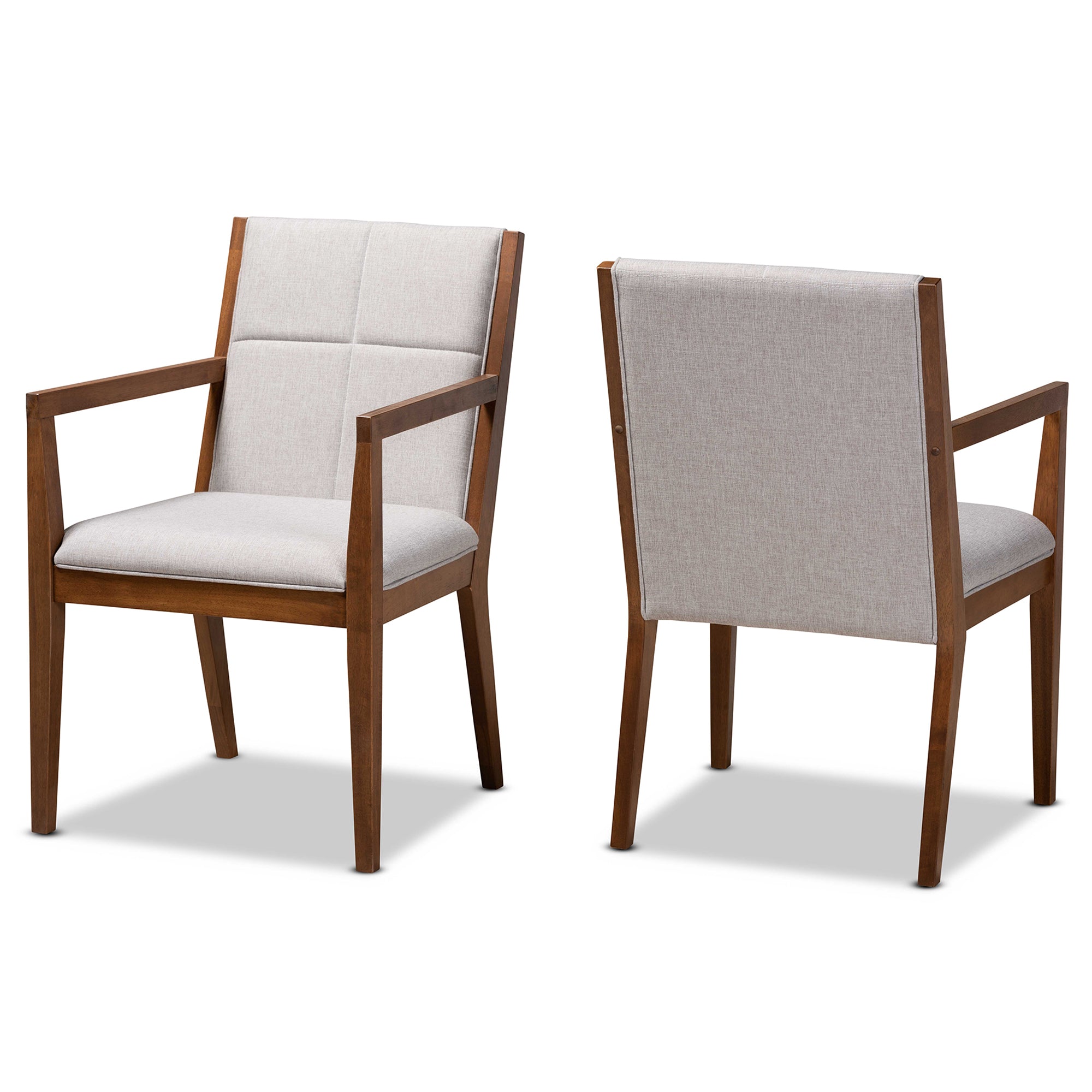Theresa Greige and Walnut Effect 2-Piece Chair Set