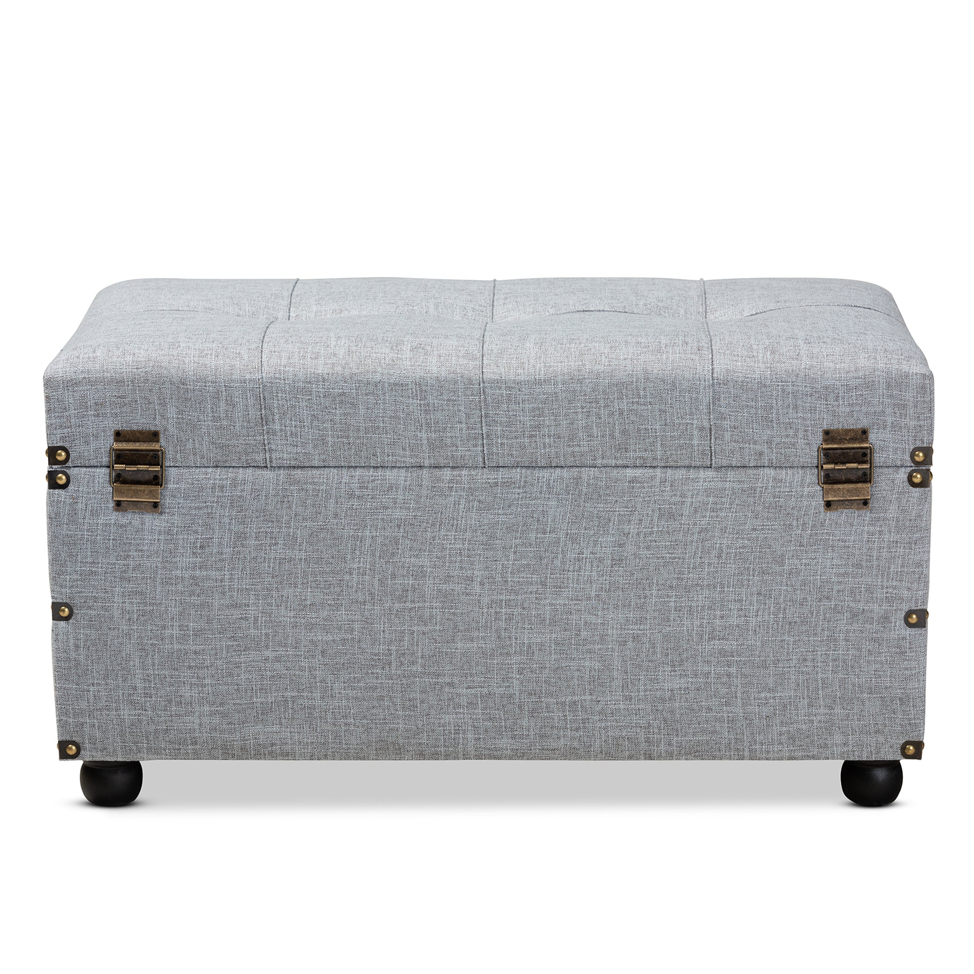 Flynn Modern Transitional Grey Fabric Upholstered 2-Drawer Storage Trunk Ottoman