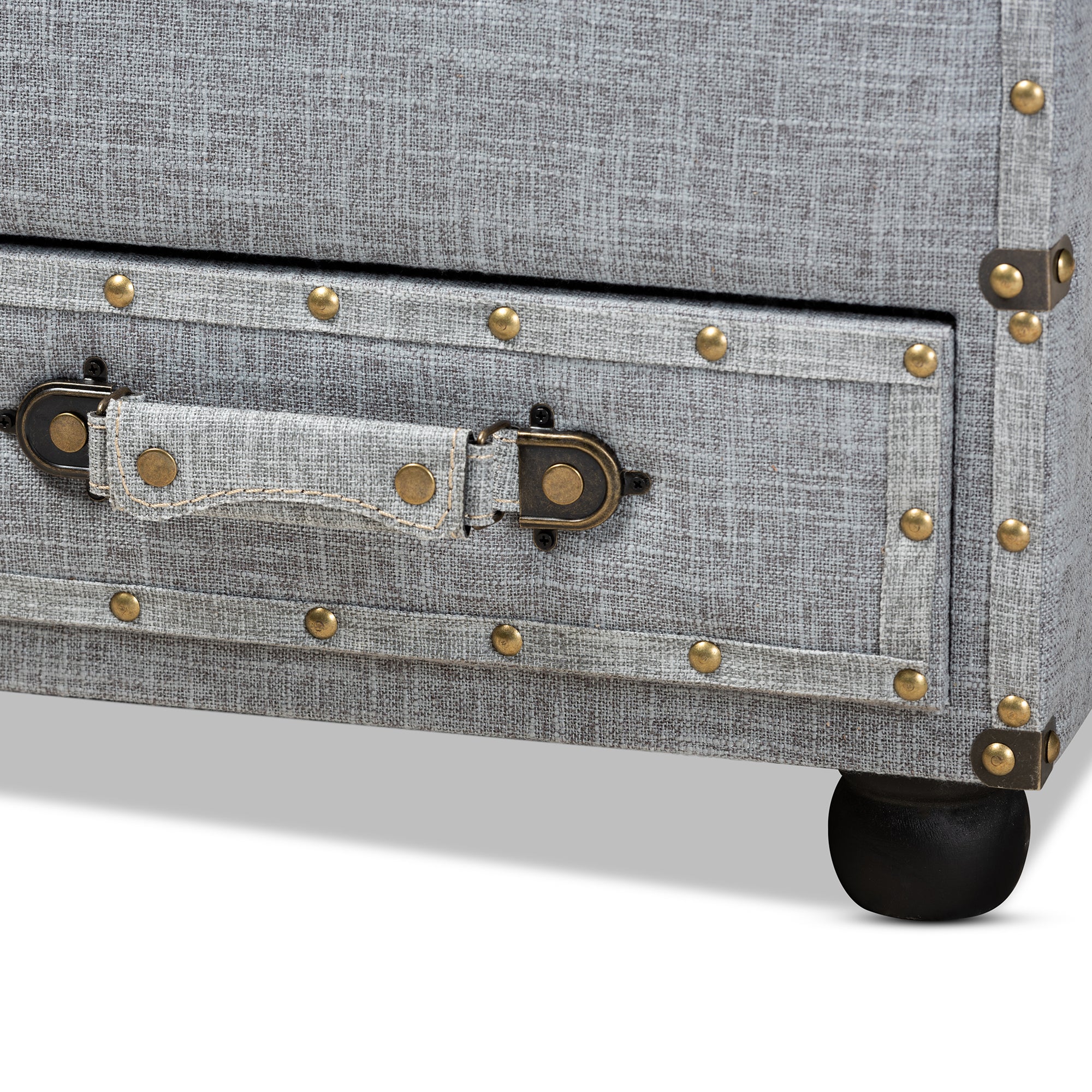 Flynn Modern Transitional Grey Fabric Upholstered 2-Drawer Storage Trunk Ottoman