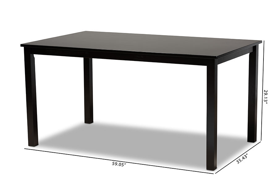 Eveline Modern and Contemporary Espresso Brown Finished Rectangular Wood Dining Table