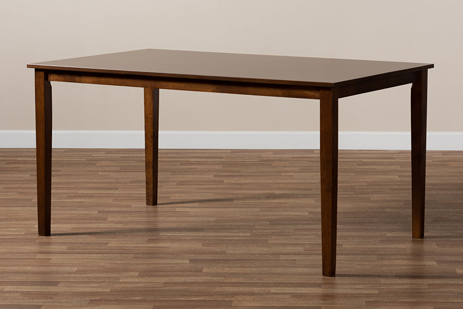 Eveline Modern and Contemporary Walnut Brown Finished Rectangular Wood Dining Table