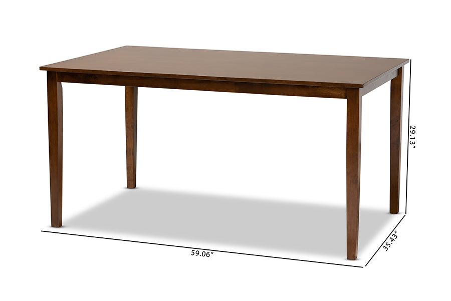 Eveline Modern and Contemporary Walnut Brown Finished Rectangular Wood Dining Table