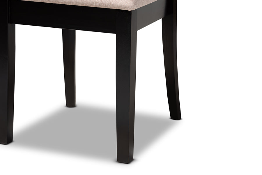 Minette Modern and Contemporary Sand Fabric Upholstered Espresso Brown Finished 2-Piece Wood Dining Chair Set Set