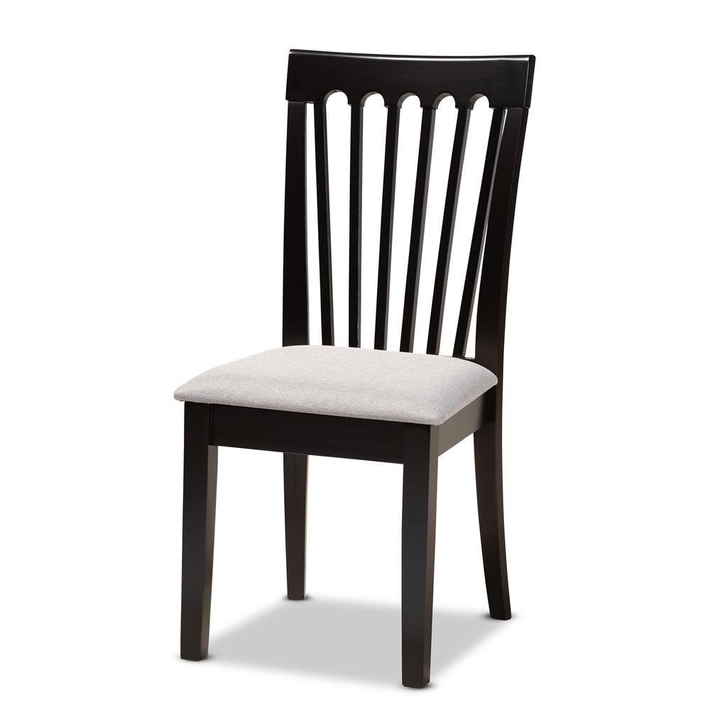 Lore Modern and Contemporary Grey Fabric Upholstered and Dark Brown Finished Wood 7-Piece Dining Set