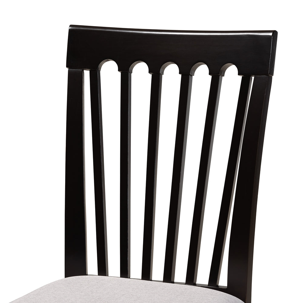 Lore Modern and Contemporary Grey Fabric Upholstered and Dark Brown Finished Wood 7-Piece Dining Set