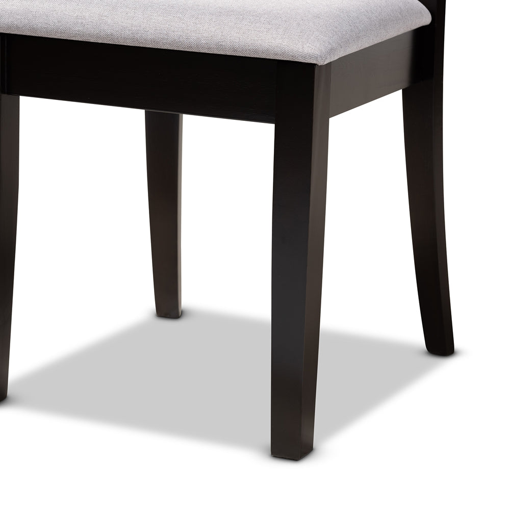 Lore Modern and Contemporary Grey Fabric Upholstered and Dark Brown Finished Wood 7-Piece Dining Set
