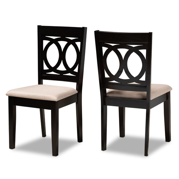 Lenoir Modern and Contemporary Sand Fabric Upholstered Espresso Brown Finished Wood 2-Piece Dining Chair Set Set