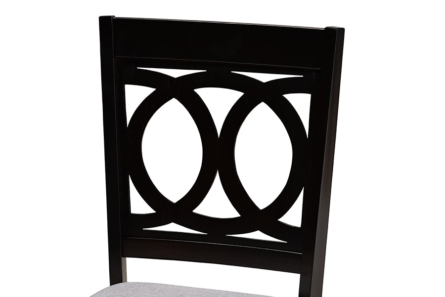 Lenoir Modern and Contemporary Grey Fabric Upholstered Espresso Brown Finished Wood 2-Piece Dining Chair Set Set