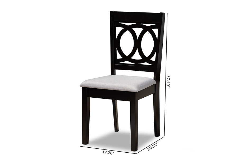 Lenoir Modern and Contemporary Grey Fabric Upholstered Espresso Brown Finished Wood 2-Piece Dining Chair Set Set