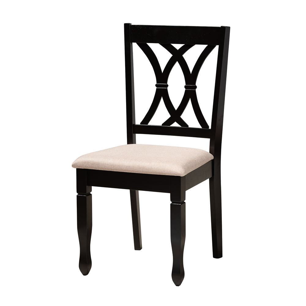 Maya Modern Beige Fabric and Espresso Brown Finished Wood 7-Piece Dining Set