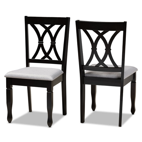 Reneau Modern and Contemporary Grey Fabric Upholstered Espresso Brown Finished Wood 2-Piece Dining Chair Set Set