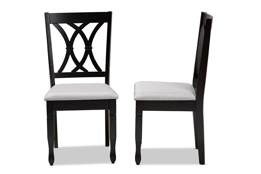 Reneau Modern and Contemporary Grey Fabric Upholstered Espresso Brown Finished Wood 2-Piece Dining Chair Set Set