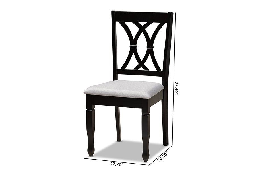 Reneau Modern and Contemporary Grey Fabric Upholstered Espresso Brown Finished Wood 2-Piece Dining Chair Set Set