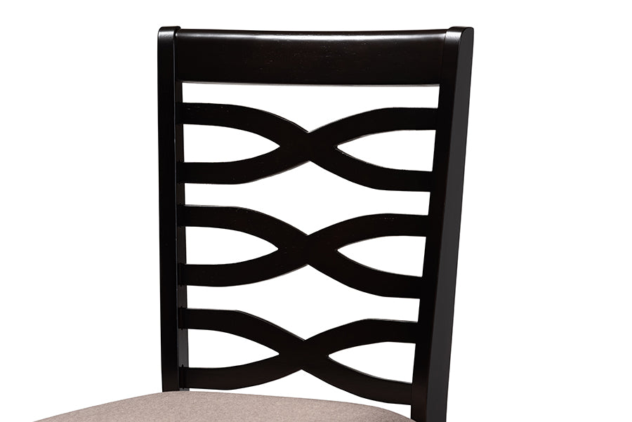 Lanier Modern and Contemporary Sand Fabric Upholstered Dark Brown Finished 2-Piece Wood Dining Chair Set