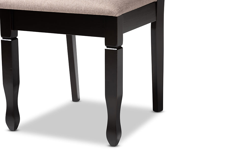 Lanier Modern and Contemporary Sand Fabric Upholstered Dark Brown Finished 2-Piece Wood Dining Chair Set