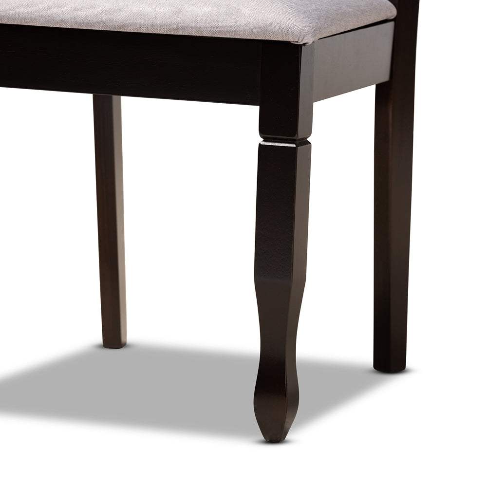 Lanier Modern and Contemporary Grey Fabric Upholstered and Dark Brown Finished Wood 7-Piece Dining Set