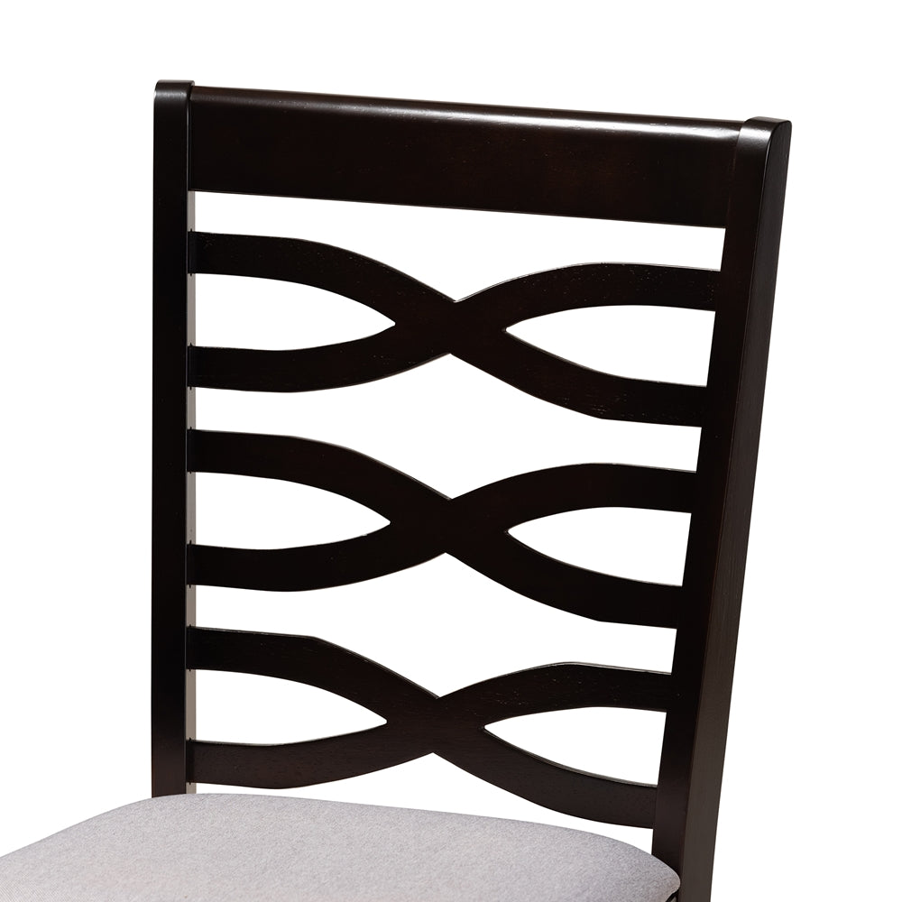 Mila Modern and Contemporary Grey Fabric Upholstered and Dark Brown Finished Wood 7-Piece Dining Set