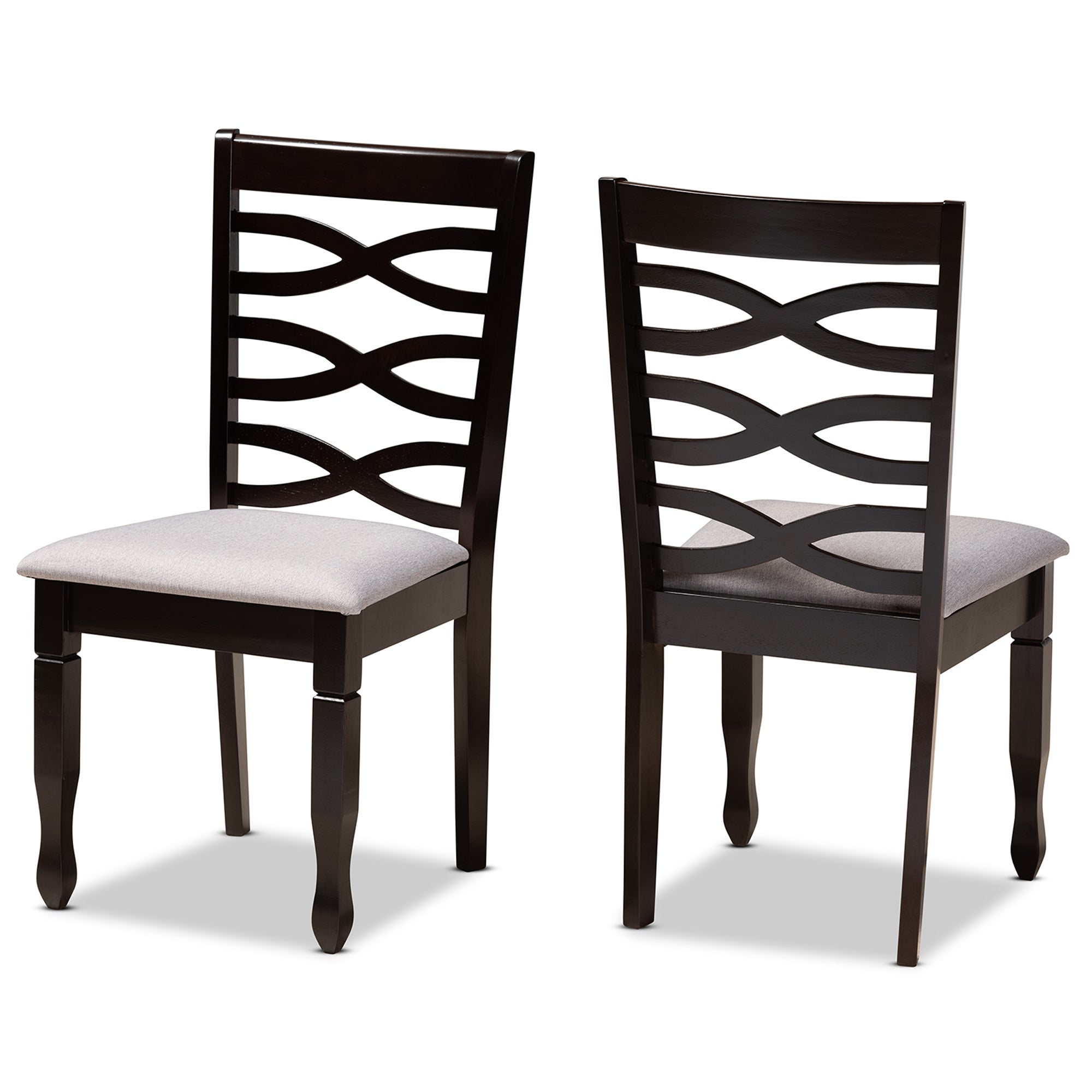Lanier Modern and Contemporary Grey Fabric Upholstered Espresso Brown Finished Wood 2-Piece Dining Chair Set