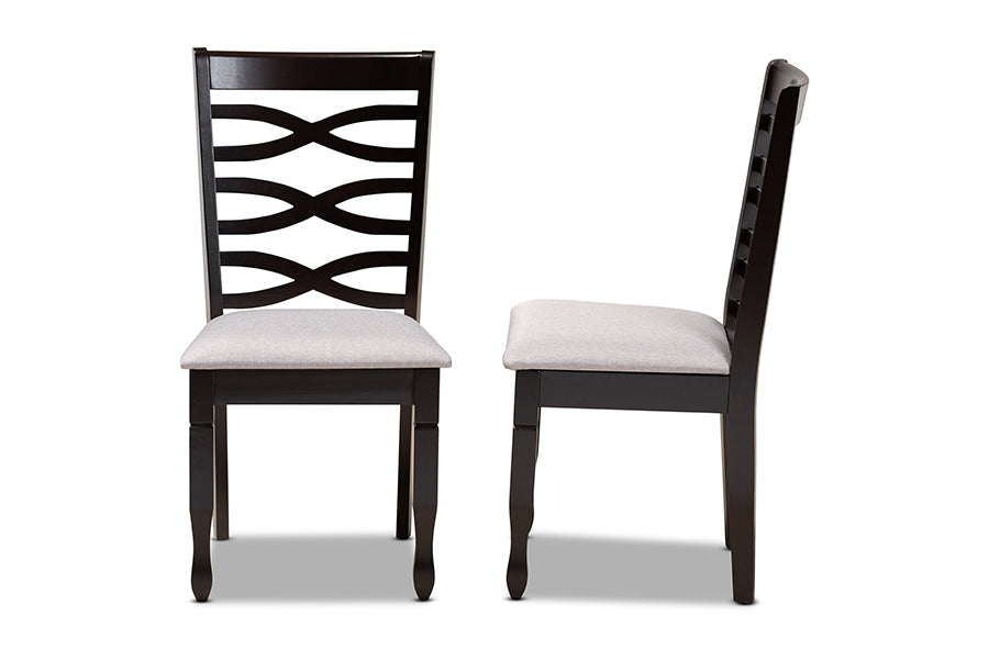 Lanier Modern and Contemporary Grey Fabric Upholstered Espresso Brown Finished Wood 2-Piece Dining Chair Set