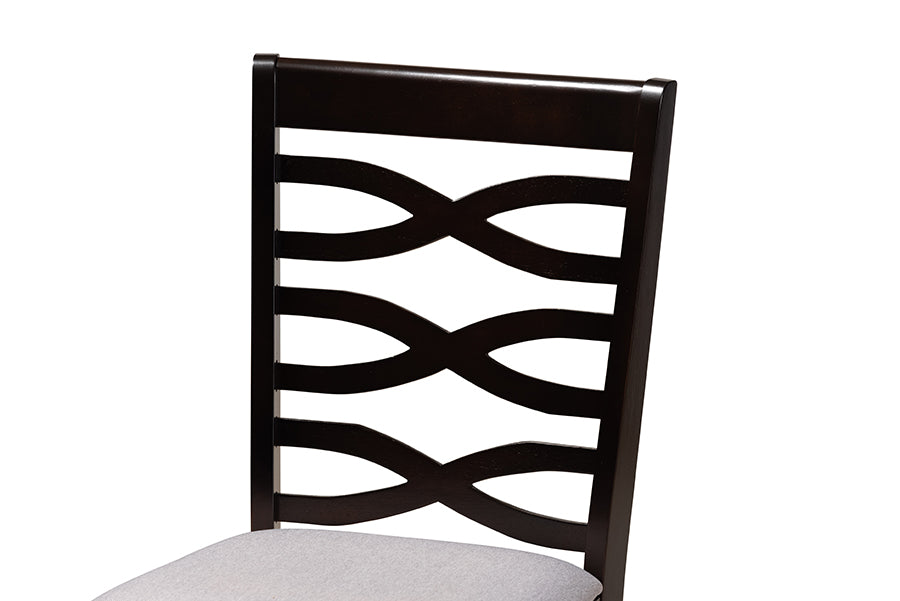 Lanier Modern and Contemporary Grey Fabric Upholstered Espresso Brown Finished Wood 2-Piece Dining Chair Set