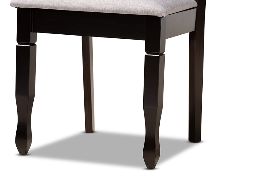 Lanier Modern and Contemporary Grey Fabric Upholstered Espresso Brown Finished Wood 2-Piece Dining Chair Set