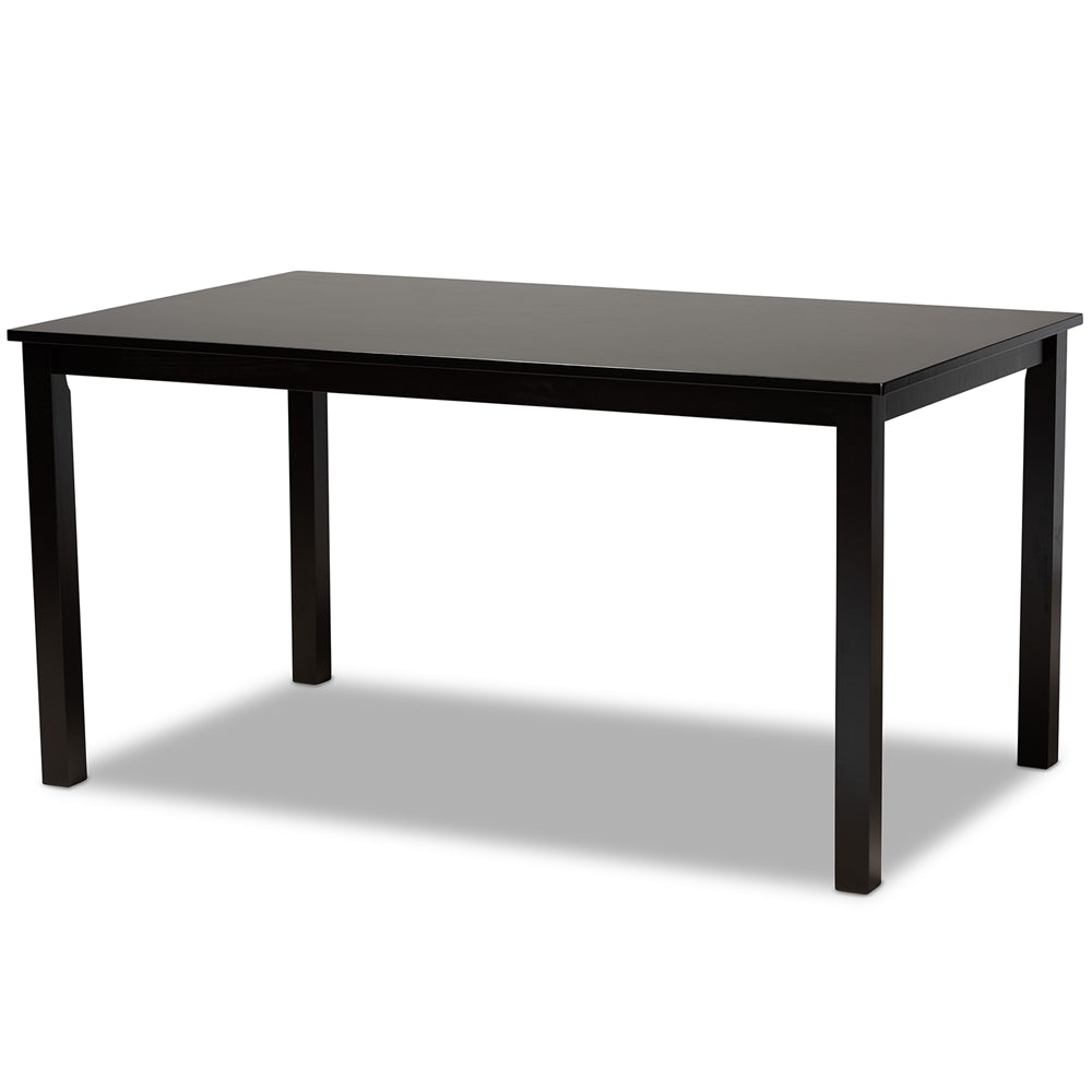 Verner Modern and Contemporary Sand Fabric Upholstered Dark Brown Finished 7-Piece Wood Dining Set