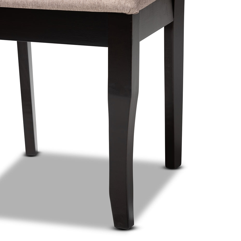 Verner Modern and Contemporary Sand Fabric Upholstered Dark Brown Finished 7-Piece Wood Dining Set