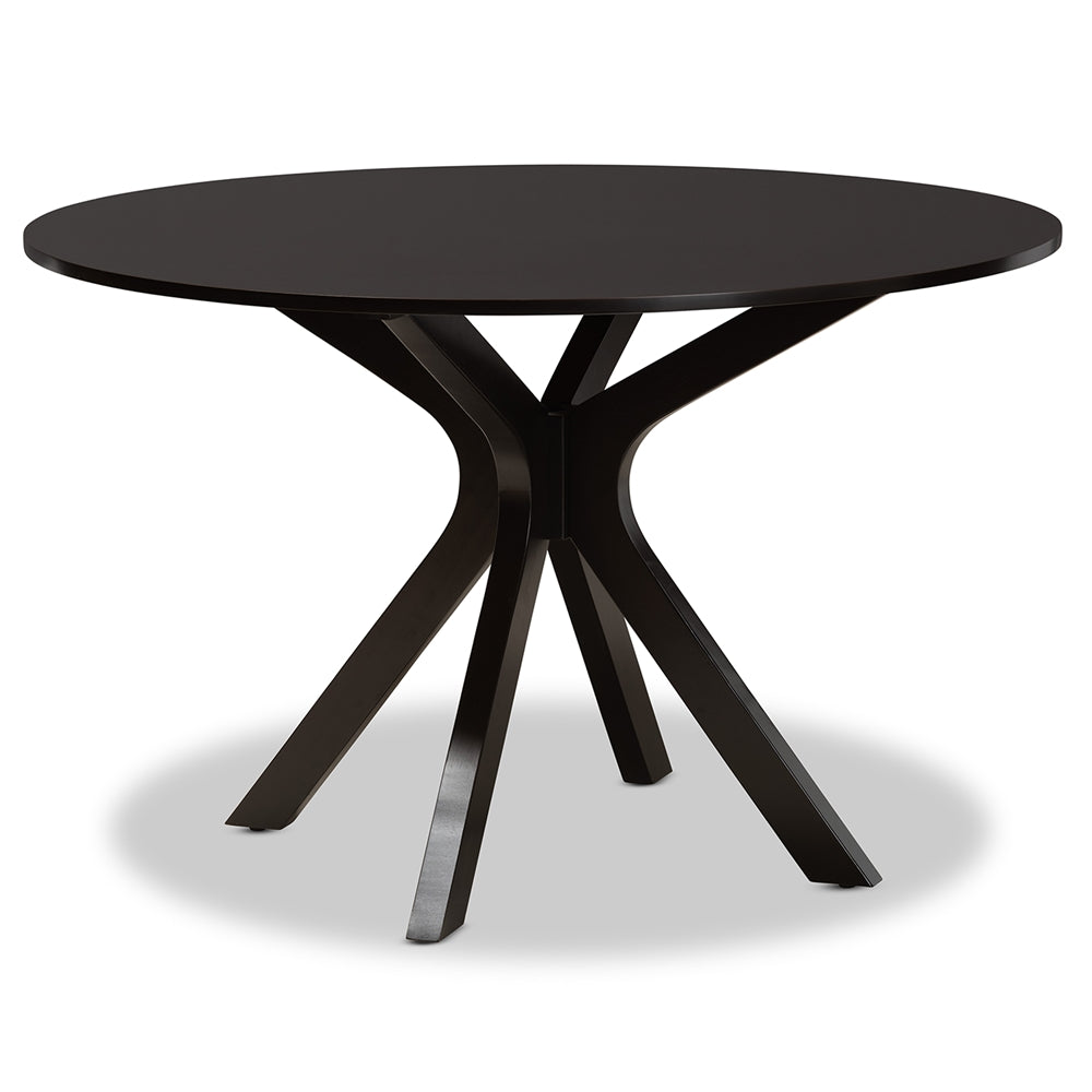 Jana Modern and Contemporary Sand Fabric Upholstered and Dark Brown Finished Wood 7-Piece Dining Set