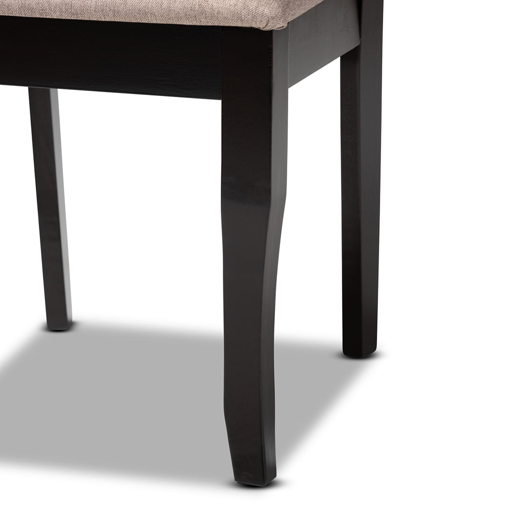 Jana Modern and Contemporary Sand Fabric Upholstered and Dark Brown Finished Wood 7-Piece Dining Set