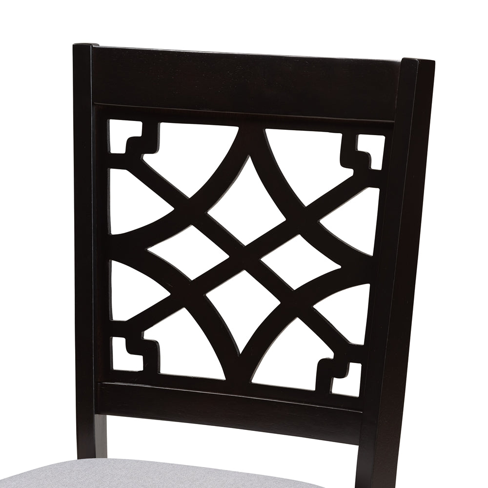 Elena Modern and Contemporary Grey Fabric Upholstered and Dark Brown Finished Wood 7-Piece Dining Set