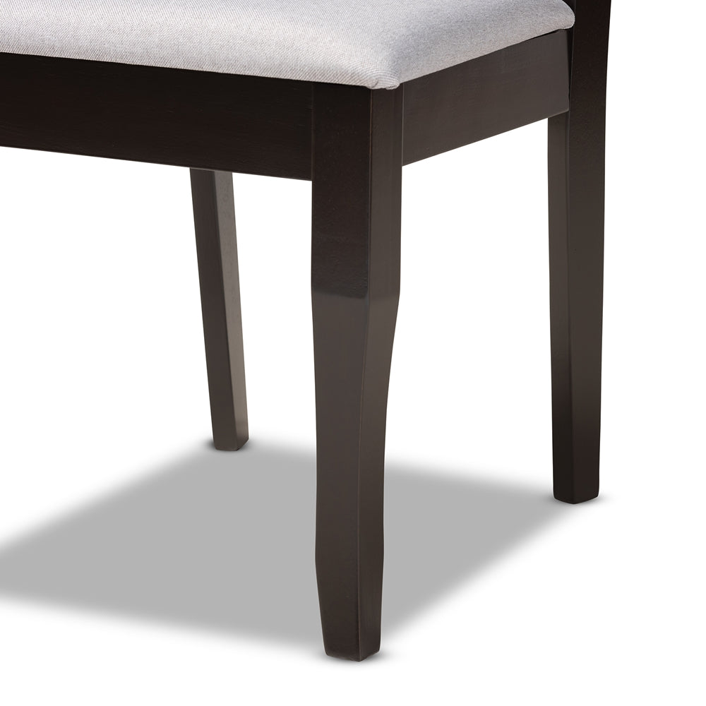 Elena Modern and Contemporary Grey Fabric Upholstered and Dark Brown Finished Wood 7-Piece Dining Set