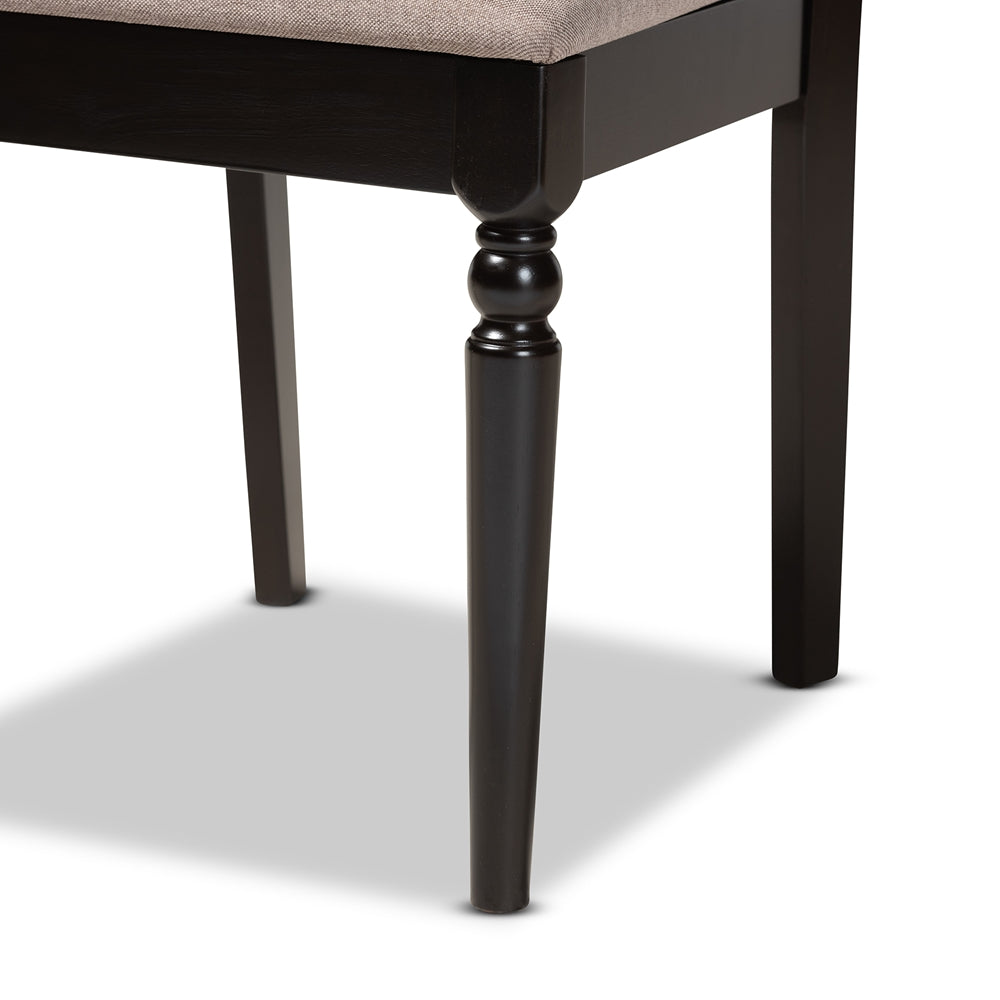 Sadie Modern and Contemporary Sand Fabric Upholstered and Dark Brown Finished Wood 7-Piece Dining Set