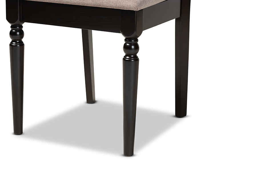 Renaud Modern and Contemporary Sand Fabric Upholstered and Espresso Brown Finished Wood 2-Piece Dining Chair Set Set