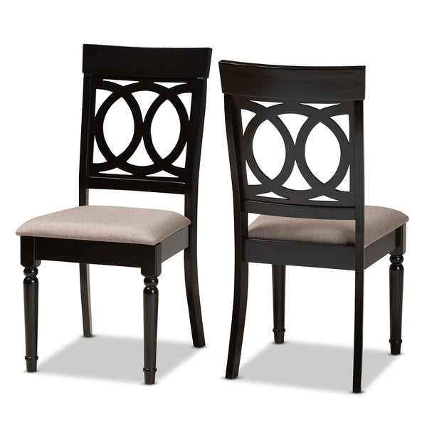 Lucie Modern and Contemporary Sand Fabric Upholstered and Espresso Brown Finished Wood 2-Piece Dining Chair Set Set
