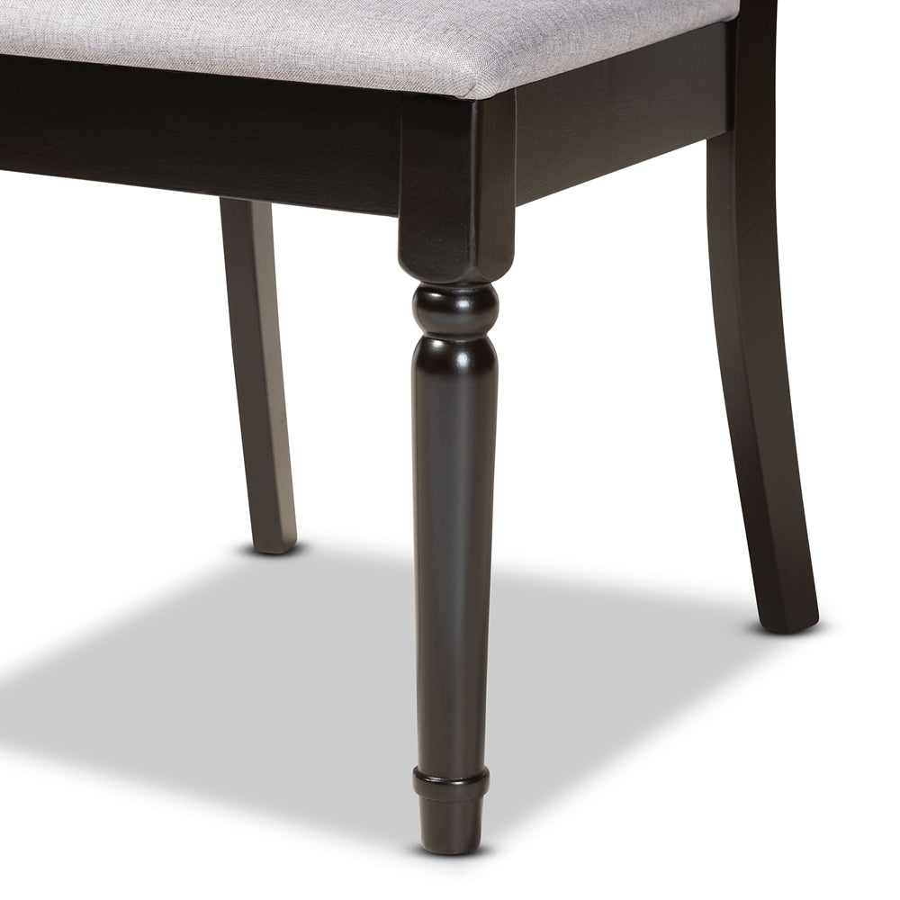 Lucie Modern and Contemporary Grey Fabric Upholstered and Dark Brown Finished Wood 7-Piece Dining Set