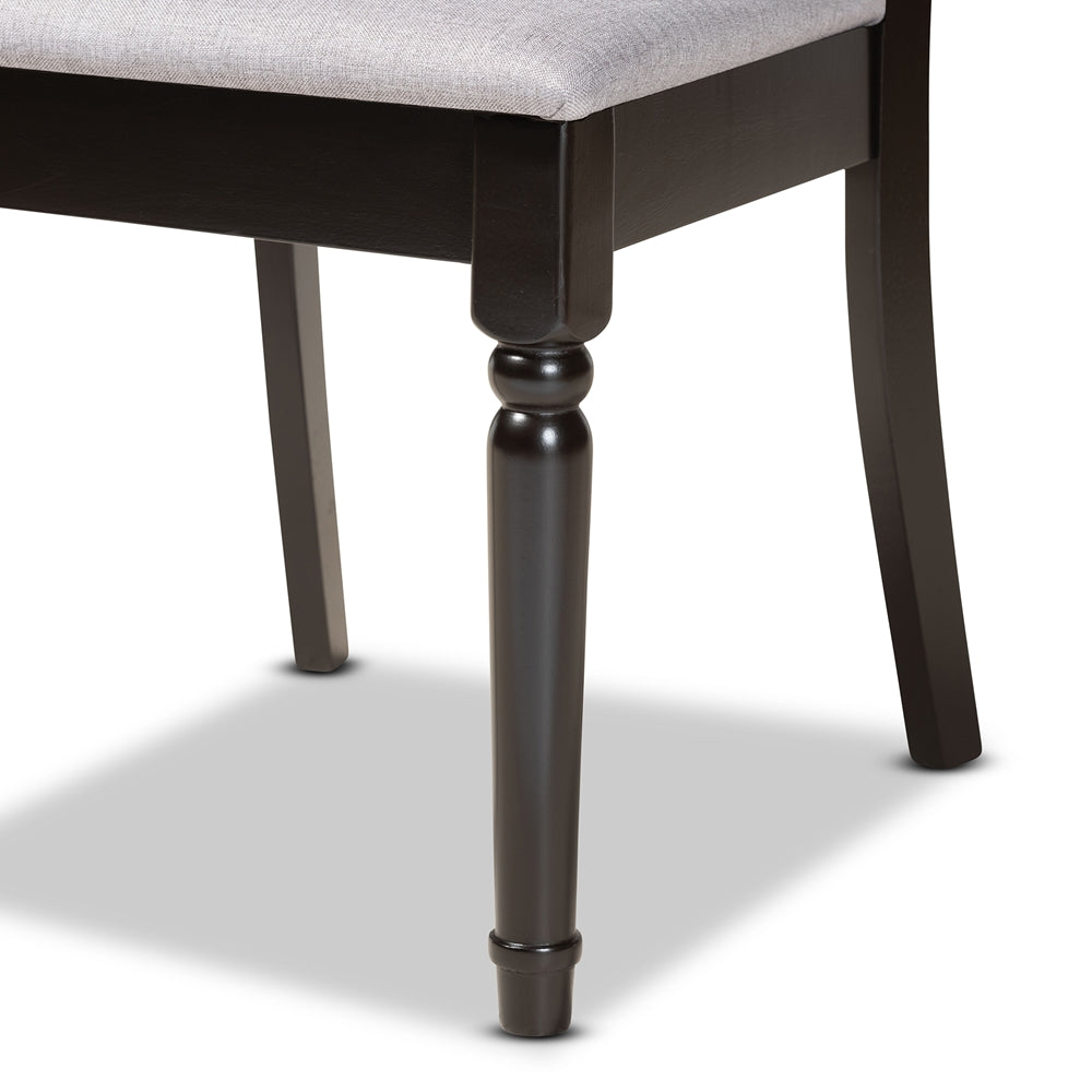 Jessie Modern and Contemporary Grey Fabric Upholstered and Dark Brown Finished Wood 7-Piece Dining Set