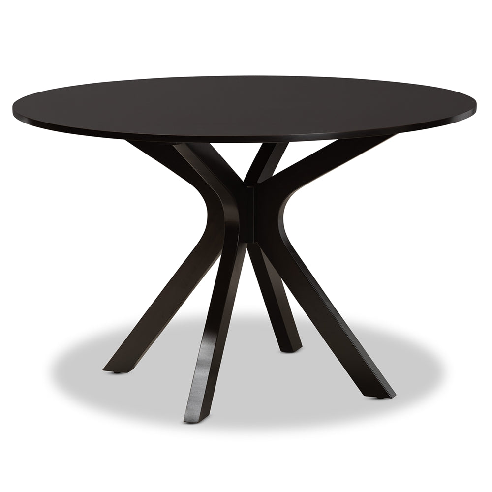 Callie Modern and Contemporary Grey Fabric Upholstered and Dark Brown Finished Wood 7-Piece Dining Set