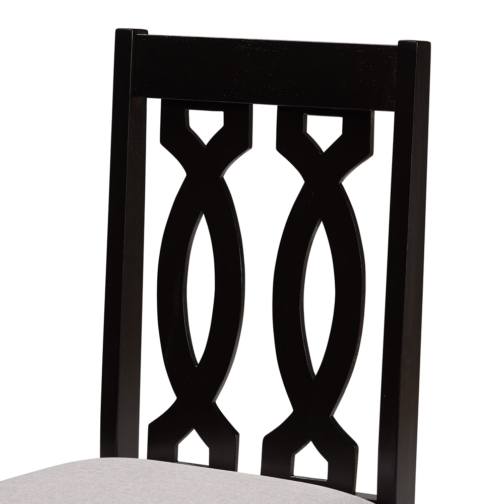 Callie Modern and Contemporary Grey Fabric Upholstered and Dark Brown Finished Wood 7-Piece Dining Set