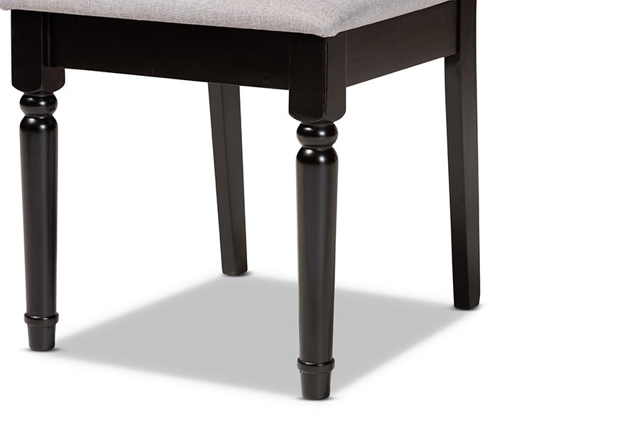 Cherese Modern and Contemporary Grey Fabric Upholstered and Dark Brown Finished Wood 2-Piece Dining Chair Set