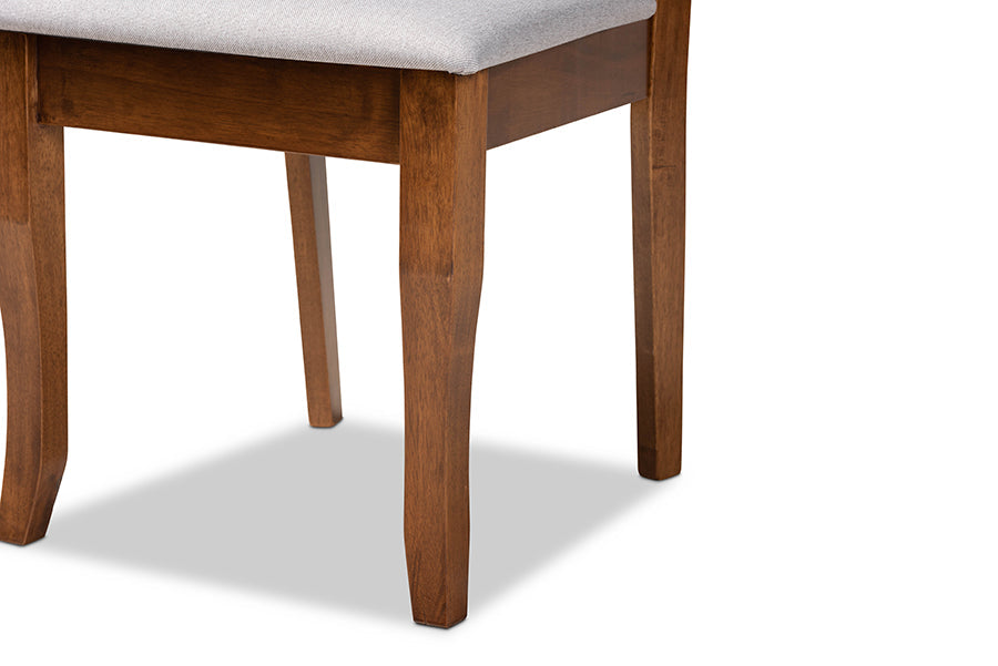 Verner Modern and Contemporary Grey Fabric Upholstered Walnut Finished Wood 2-Piece Dining Chair Set