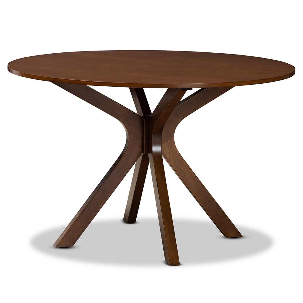 Sadie Modern and Contemporary Grey Fabric Upholstered and Walnut Brown Finished Wood 7-Piece Dining Set