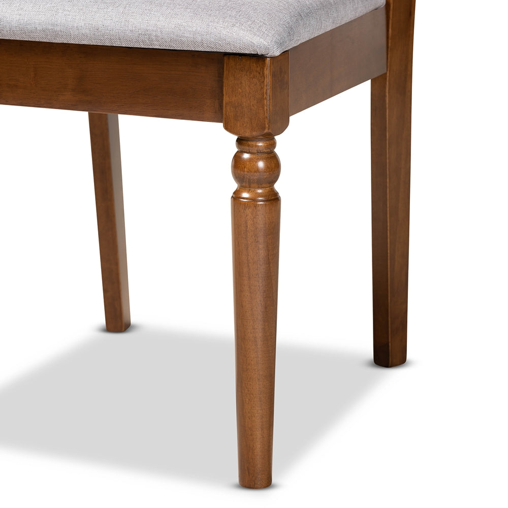Sadie Modern and Contemporary Grey Fabric Upholstered and Walnut Brown Finished Wood 7-Piece Dining Set