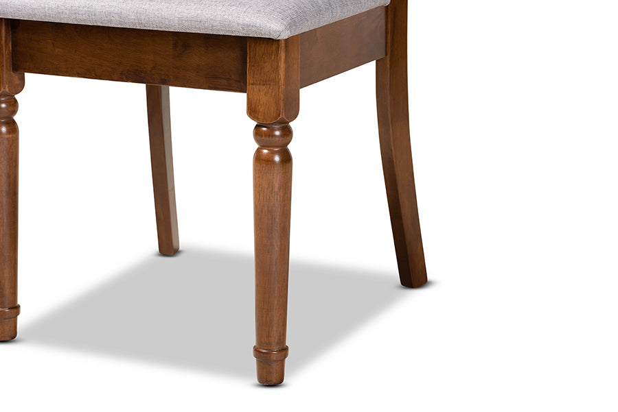 Lucie Modern and Contemporary Grey Fabric Upholstered and Walnut Brown Finished Wood 2-Piece Dining Chair Set