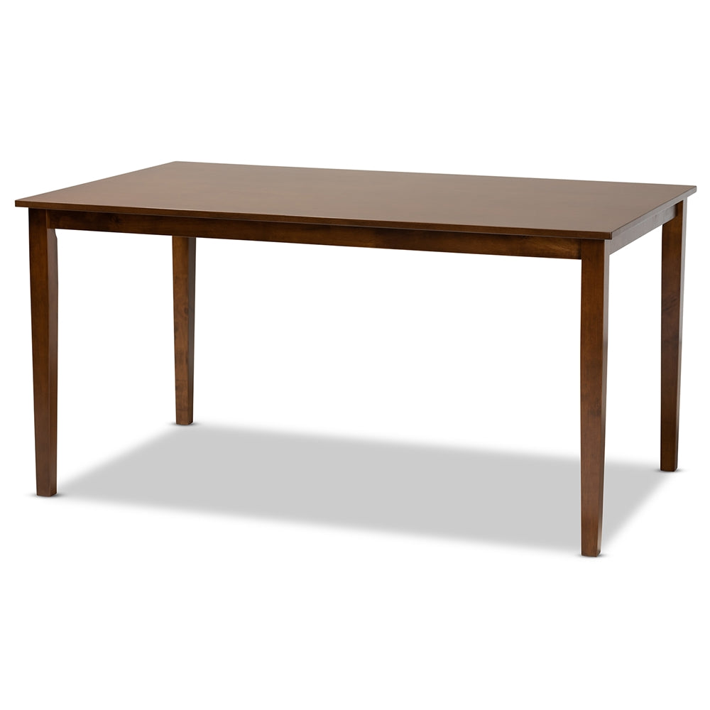 Caron Modern and Contemporary Grey Fabric Upholstered and Walnut Brown Finished Wood 7-Piece Dining Set