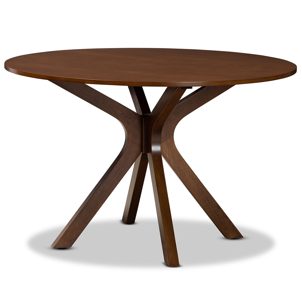 Norah Modern and Contemporary Grey Fabric Upholstered and Walnut Brown Finished Wood 7-Piece Dining Set