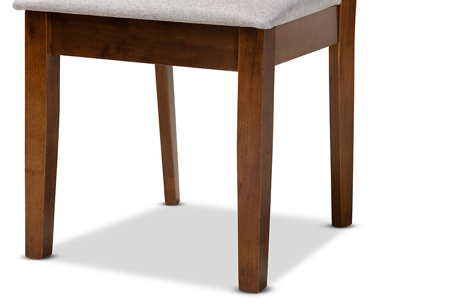 Caron Modern and Contemporary Grey Fabric Upholstered and Walnut Brown Finished Wood 2-Piece Dining Chair Set