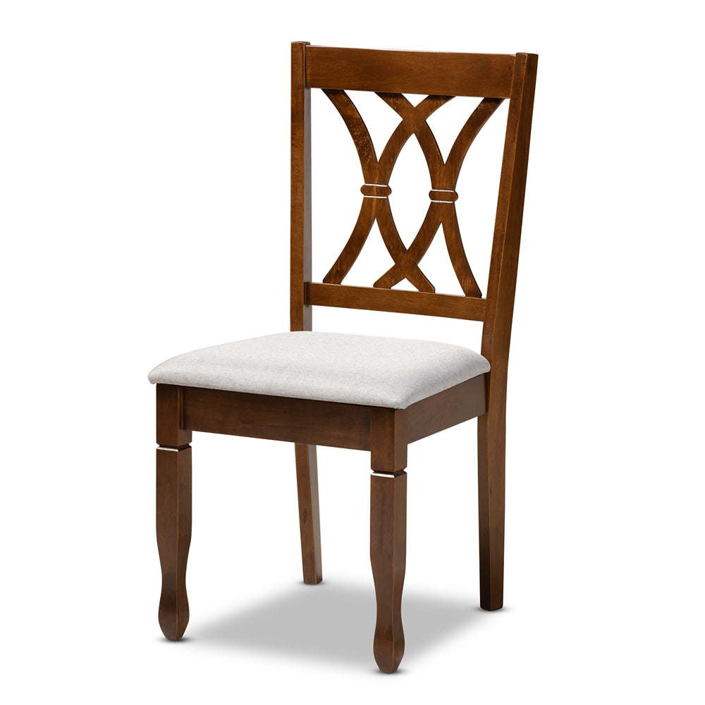 Augustine Modern and Contemporary Grey Fabric Upholstered and Walnut Brown Finished Wood 7-Piece Dining Set